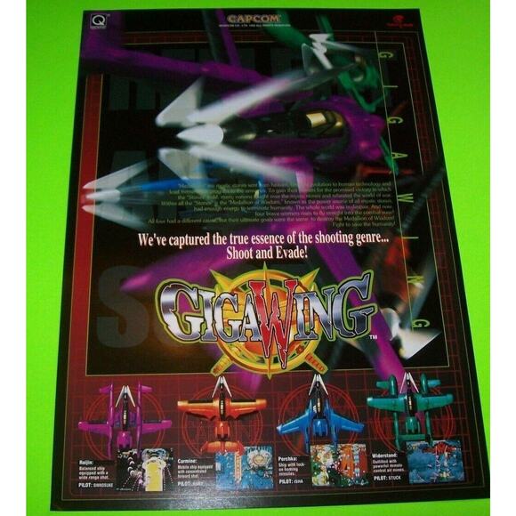 GigaWing Arcade Flyer 1999 Original NOS Video Game Space Shooter Artwork Promo - Picture 2 of 4